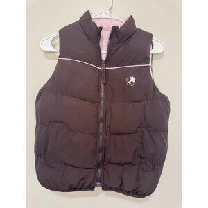 Girls Reversable Puffer Vest, Pink and Brown Size Medium